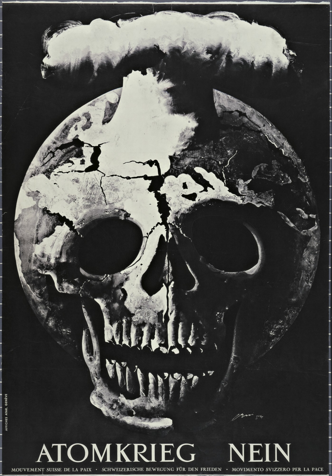 black and white image of a burst skull blowing out gas