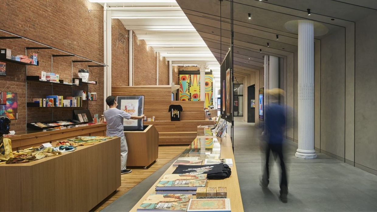 A photo image of the interior space and Shop of Poster House.